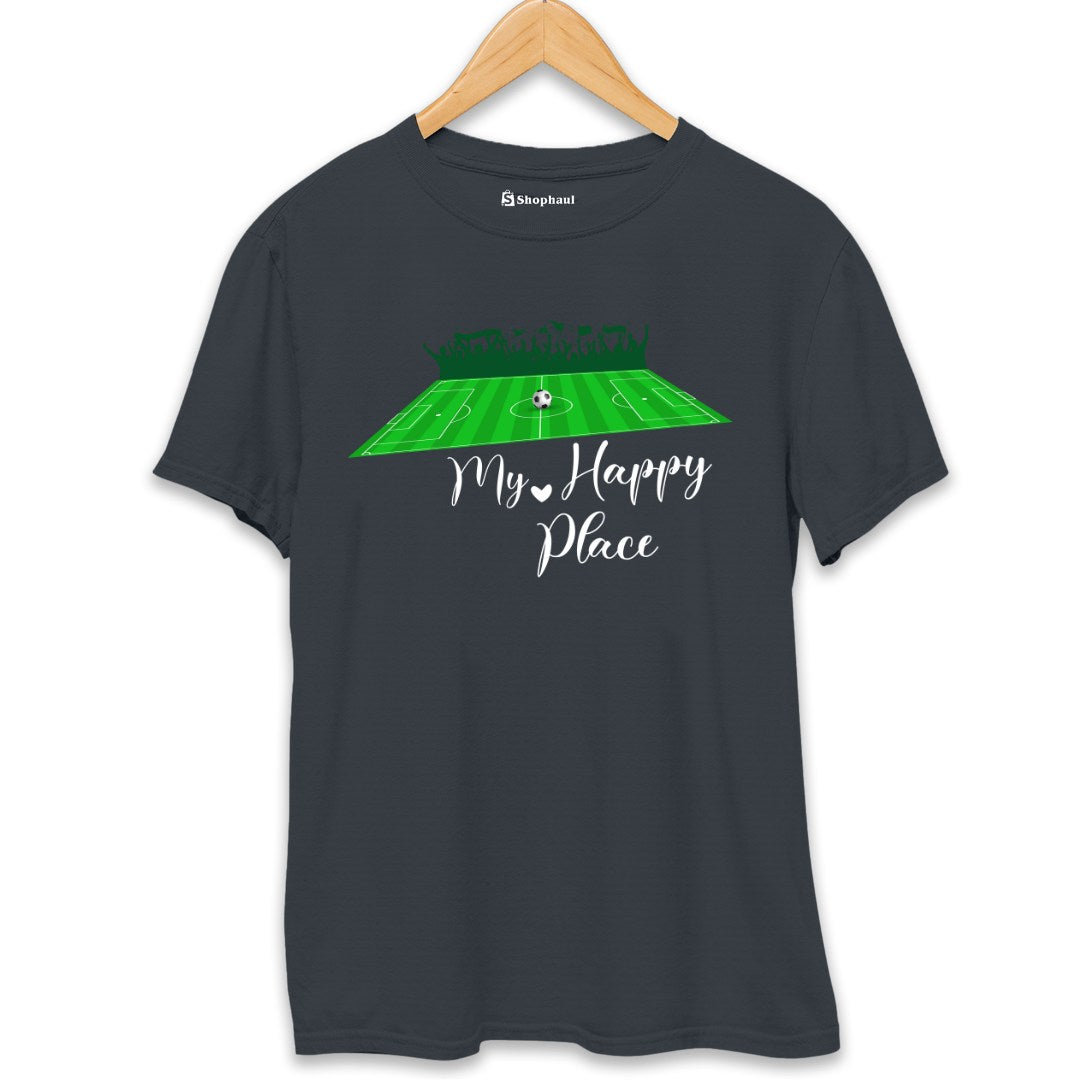 My Happy Place Football T-Shirt  Steel-Grey-XXL