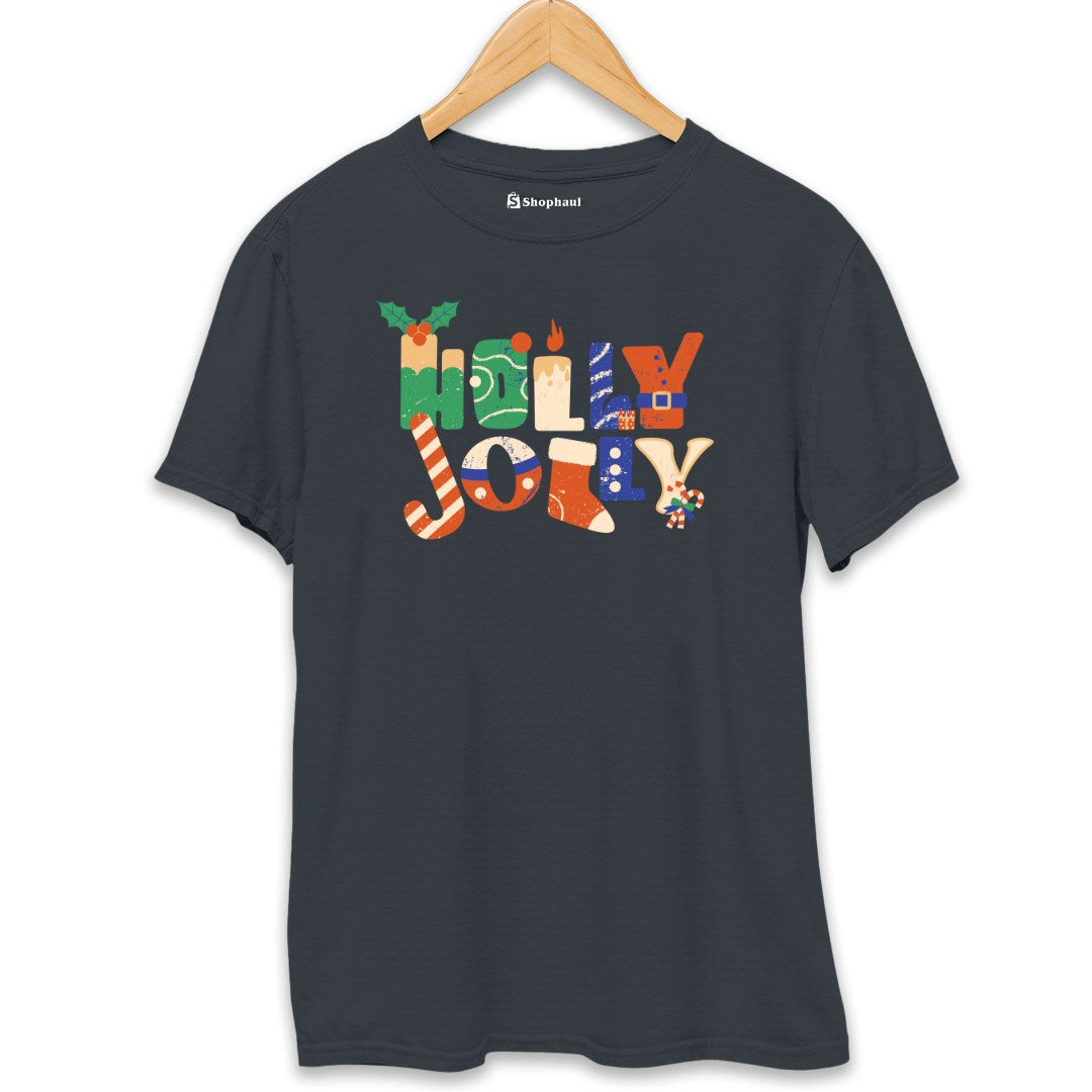 Holly Jolly Christmas T-Shirt  Steel-Grey-XXL