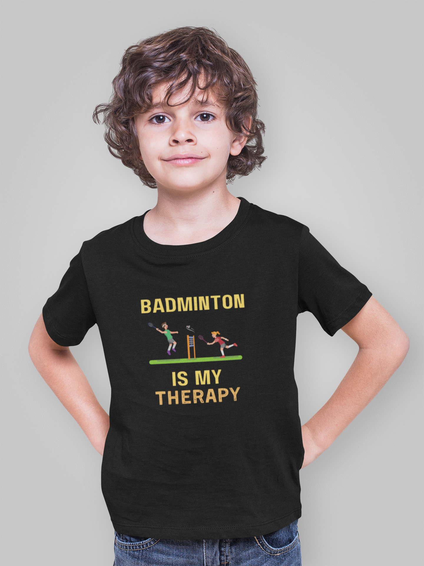 Kids Badminton is My Therapy T-Shirt 