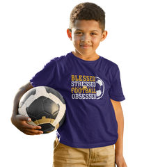 Kids Stressed Blessed Football T-Shirt 