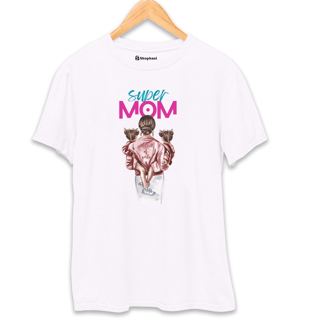 MOM of Girls T-Shirt  White-XXL