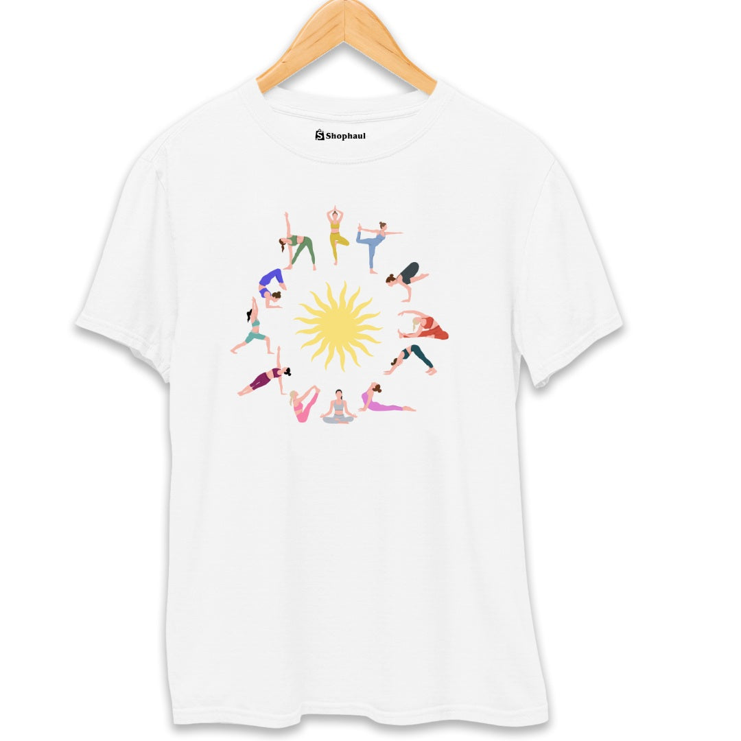 Surya Namskar Yoga T-Shirt  White-XXL