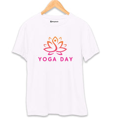 Yoga Day Lotus T-Shirt  White-XXL