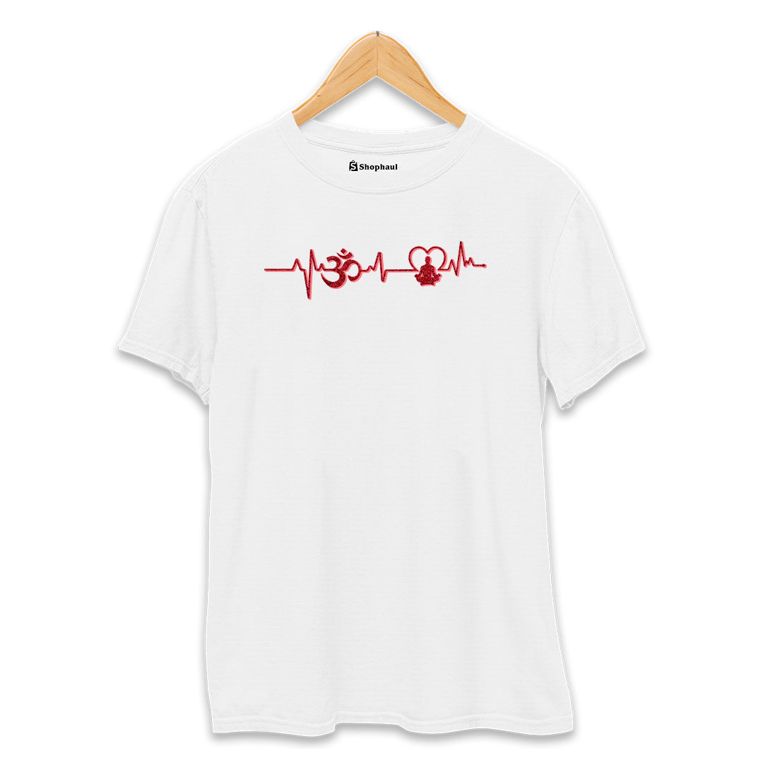 OM Heartbeat Yoga T-Shirt  White-XXL