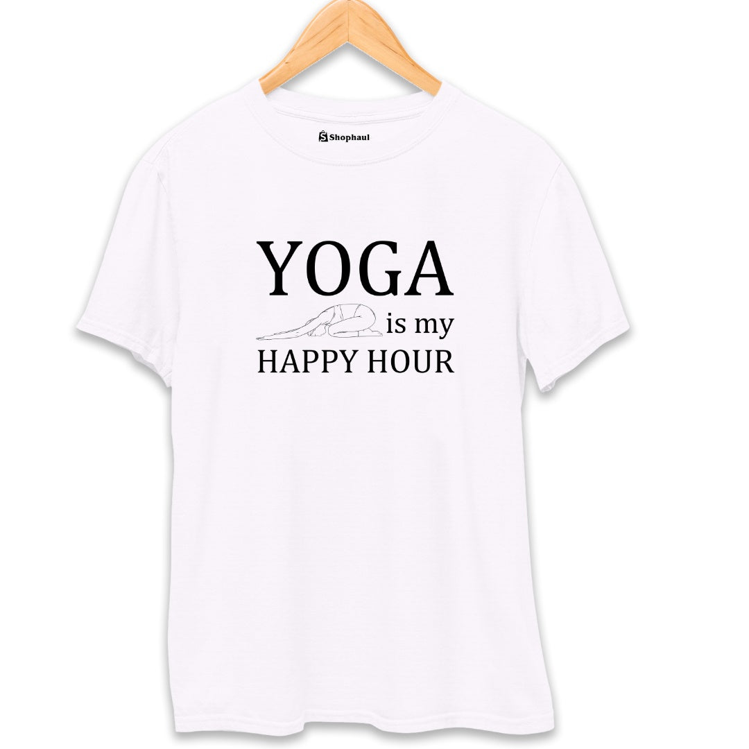 White Yoga is my Happy Hour T-Shirt for Woman & Men