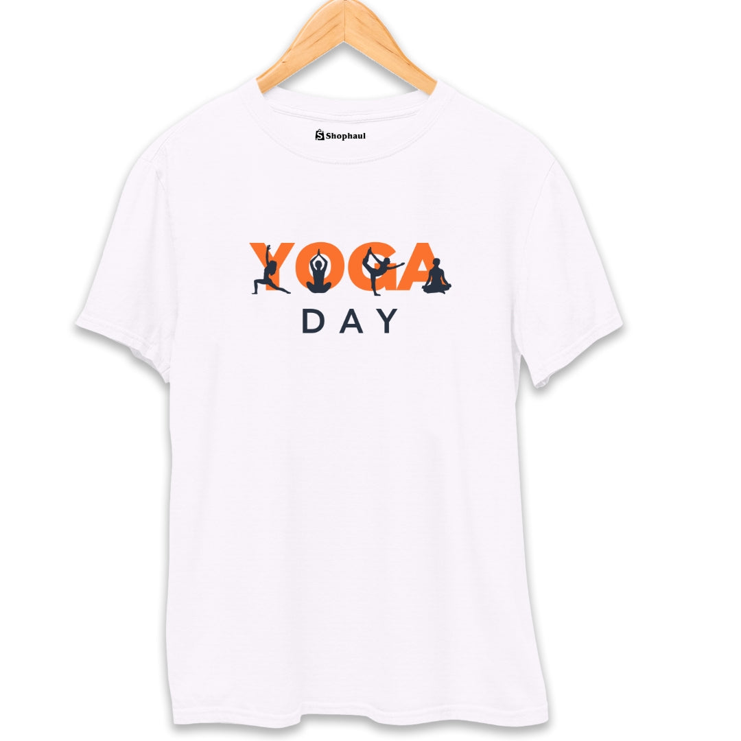 Yoga Day T-Shirt  White-XXL