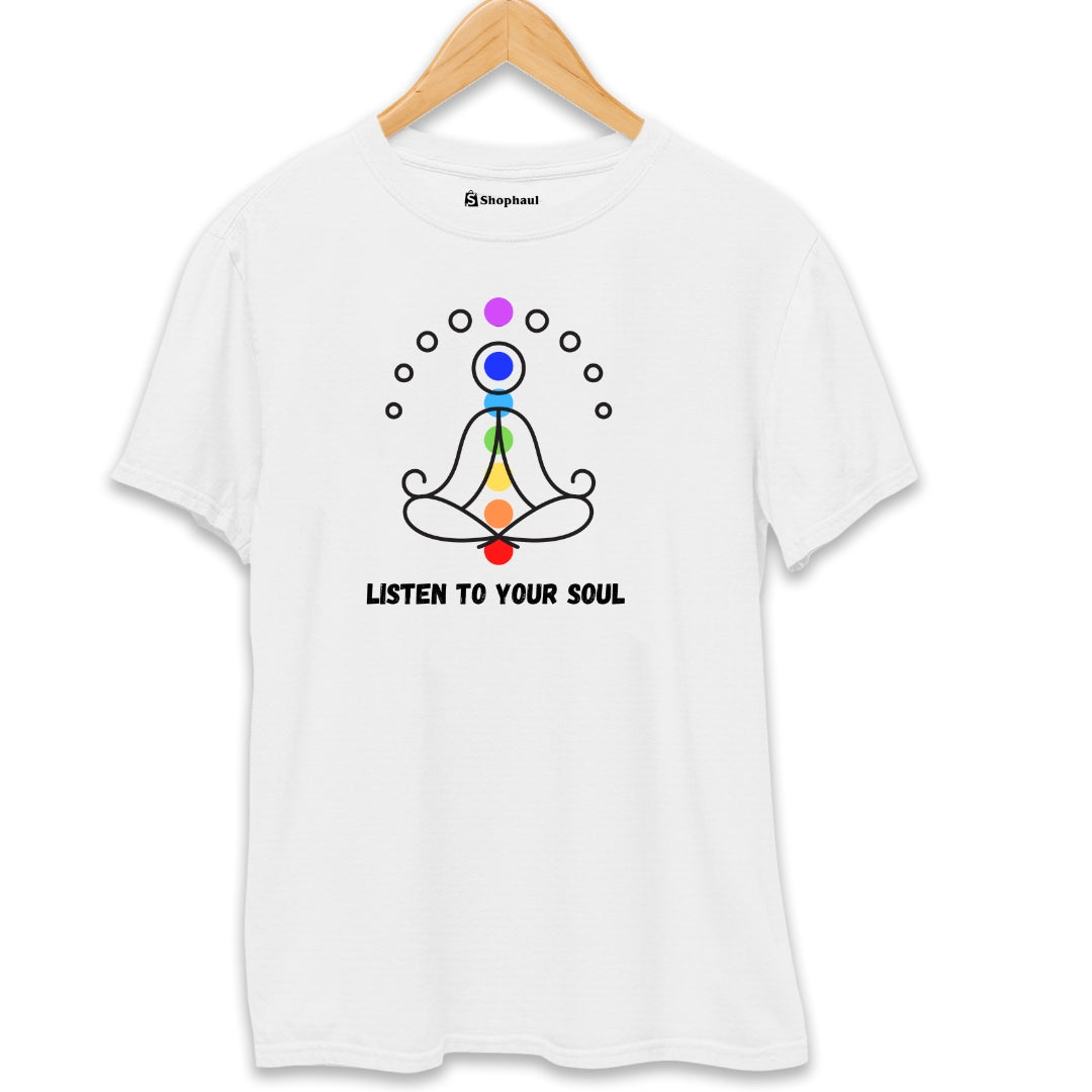 Listen to your Soul Yoga T-Shirt  White-XXL