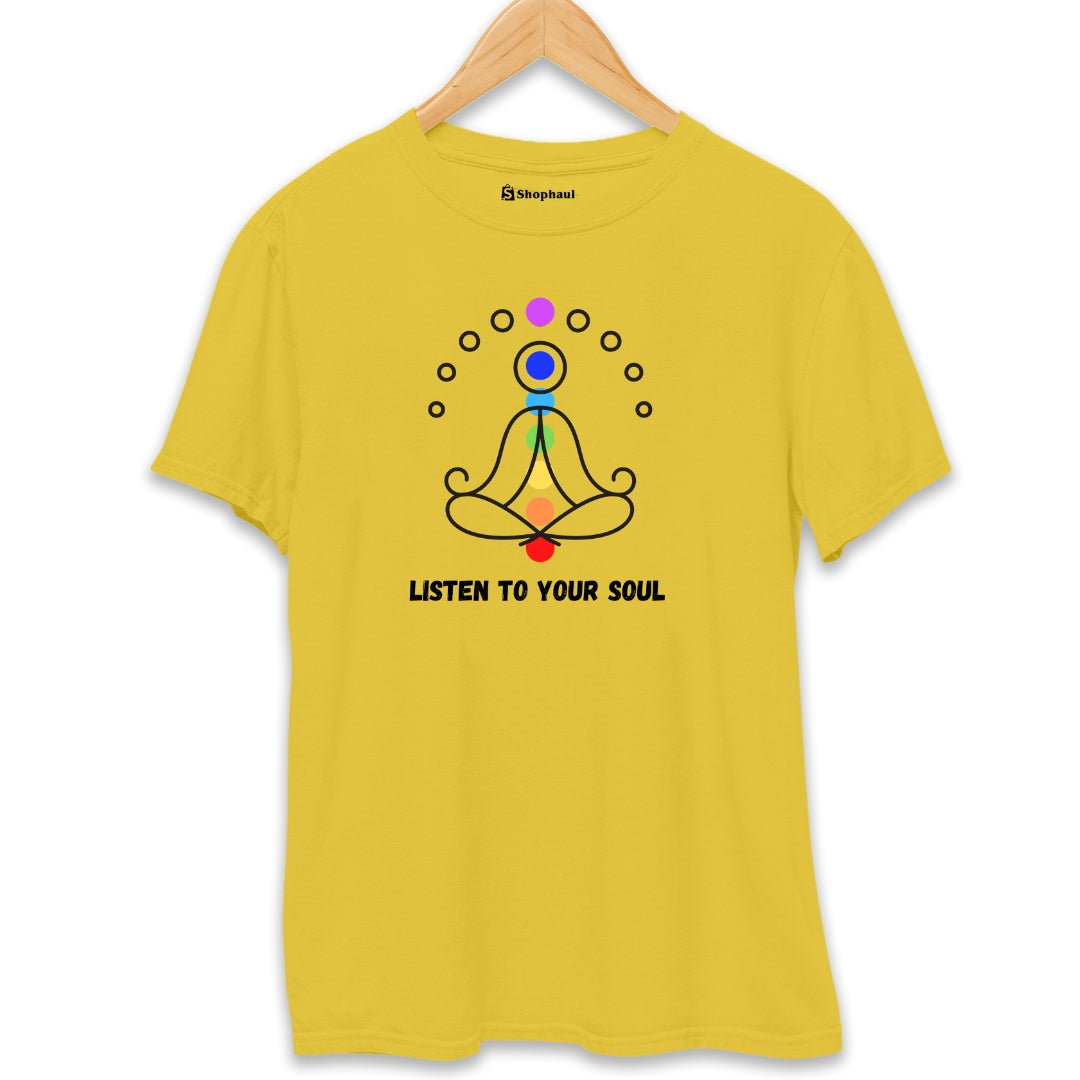 Listen to your Soul Yoga T-Shirt  Yellow-XXL