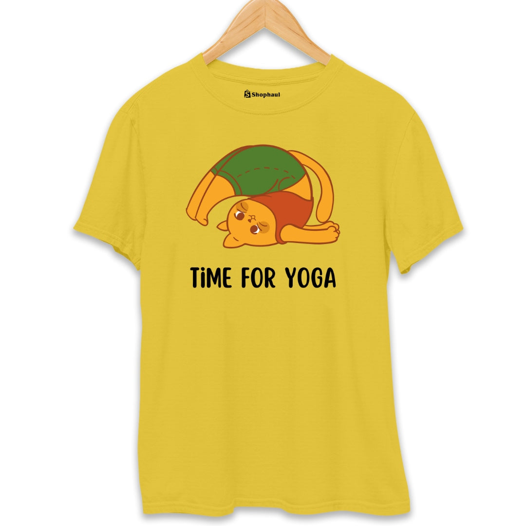 Time for Yoga Panda T-Shirt  Yellow-XXL