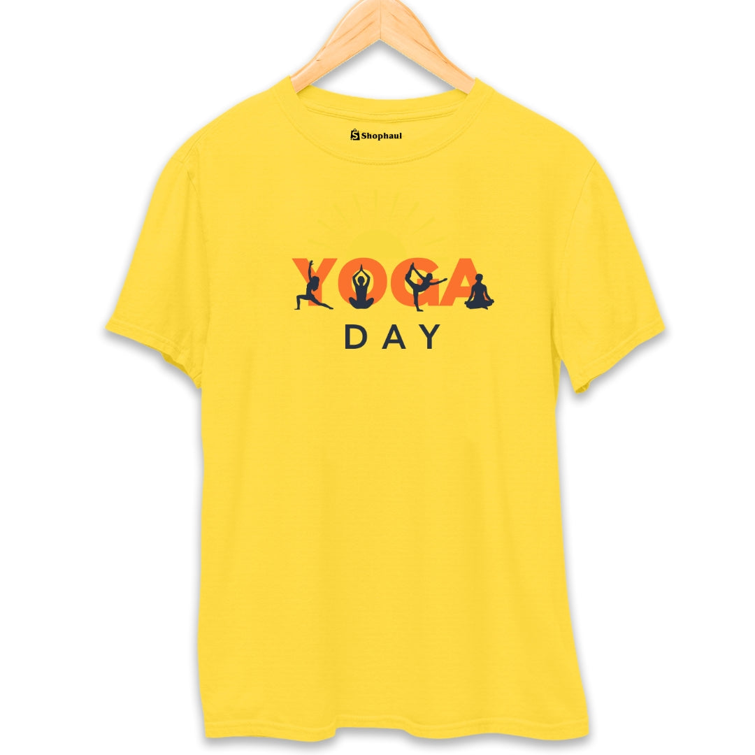 Yoga Day T-Shirt  Yellow-XXL