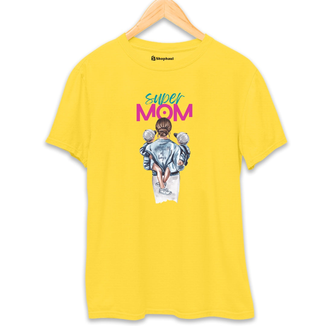 MOM of Boys T-Shirt  Yellow-XXL