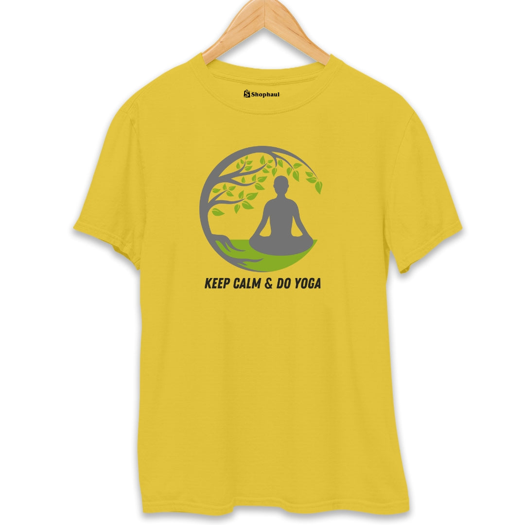 Keep Calm Do Yoga T-Shirt  Yellow-XXL