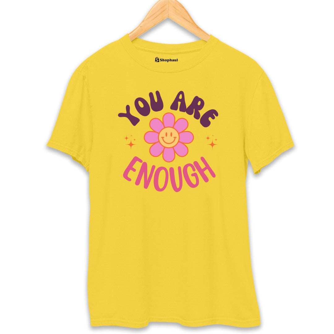 You are Enough Smiley T-Shirt  Yellow-XXL