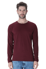 Maroon Full Sleeve Plain T-Shirt 