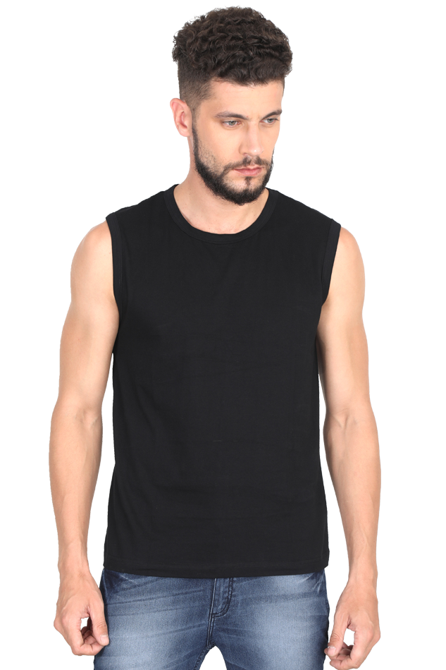 Black Sleeveless Plain T-Shirt The Shophaul