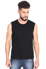 Black Sleeveless Plain T-Shirt 