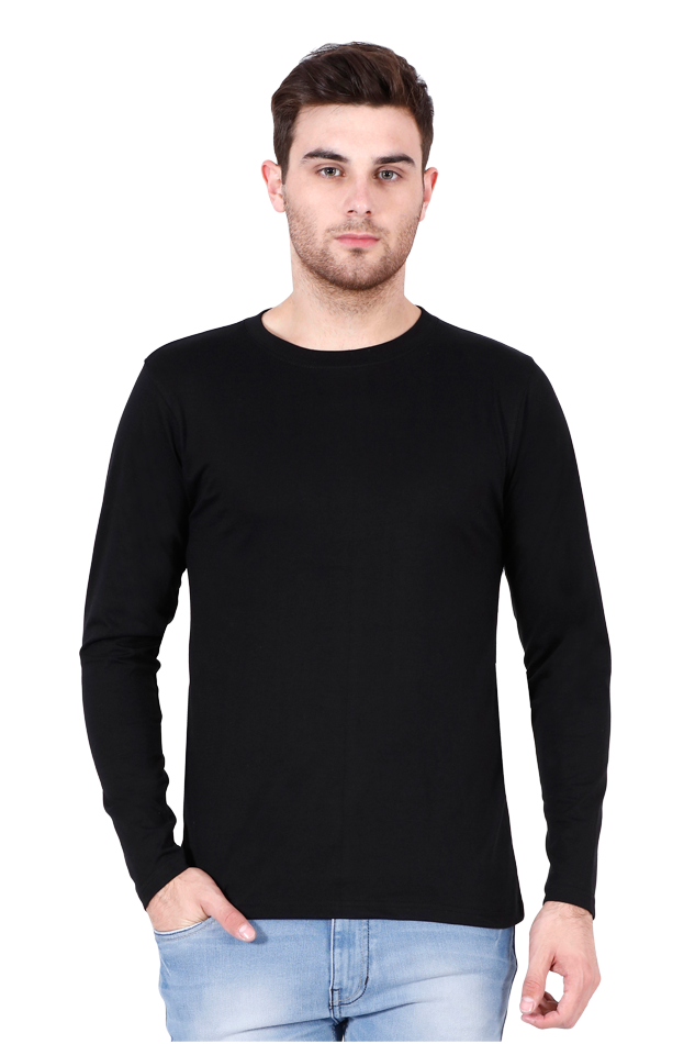 Black Full Sleeve Plain T-Shirt 