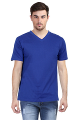 Royal Blue V Neck Plain T-Shirt 